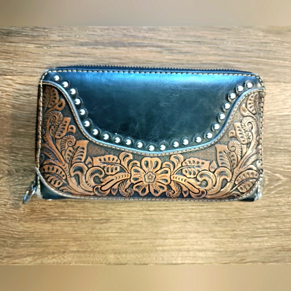 Montana West Floral Tooling Leather Western Wallet